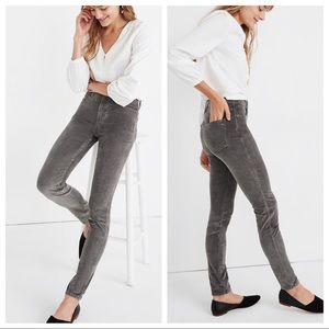 NWT Madewell 10” High Rise Grey Corduroy Skinny
